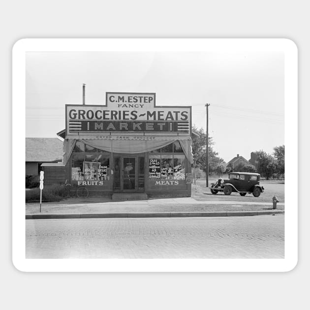 Grocery Store, 1938. Vintage Photo Sticker by historyphoto